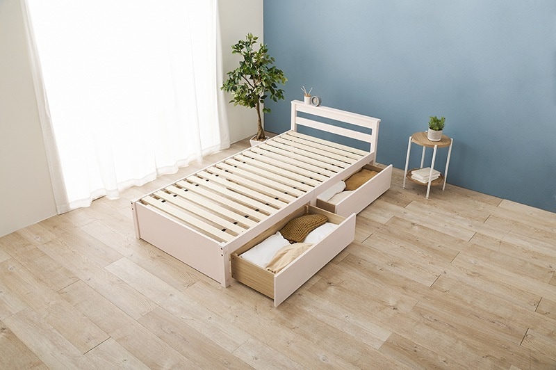 ベッド シングル すのこ 引き出し収納 頑丈 棚 コンセント 通気性 スノコ ベット 耐荷重200kg