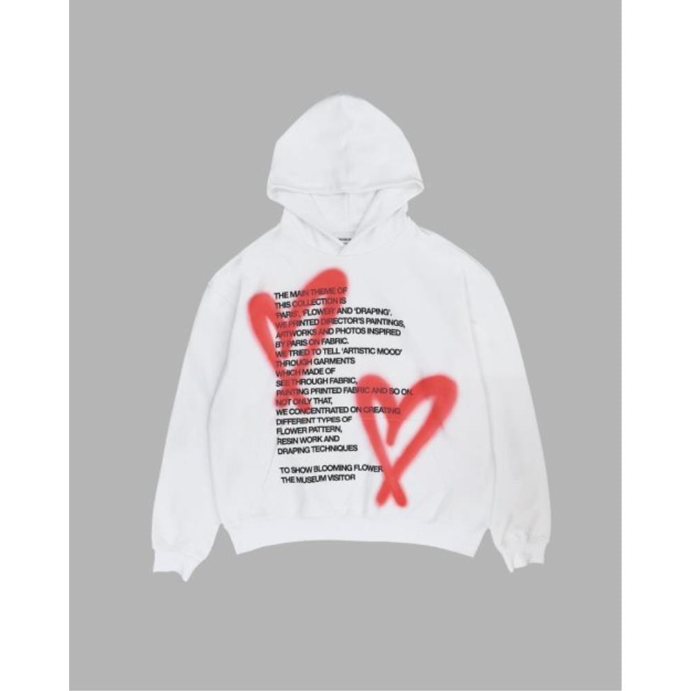 THE MUSEUM VISITOR HEART SPRAY PRINTED HOODY WHITE 11122
