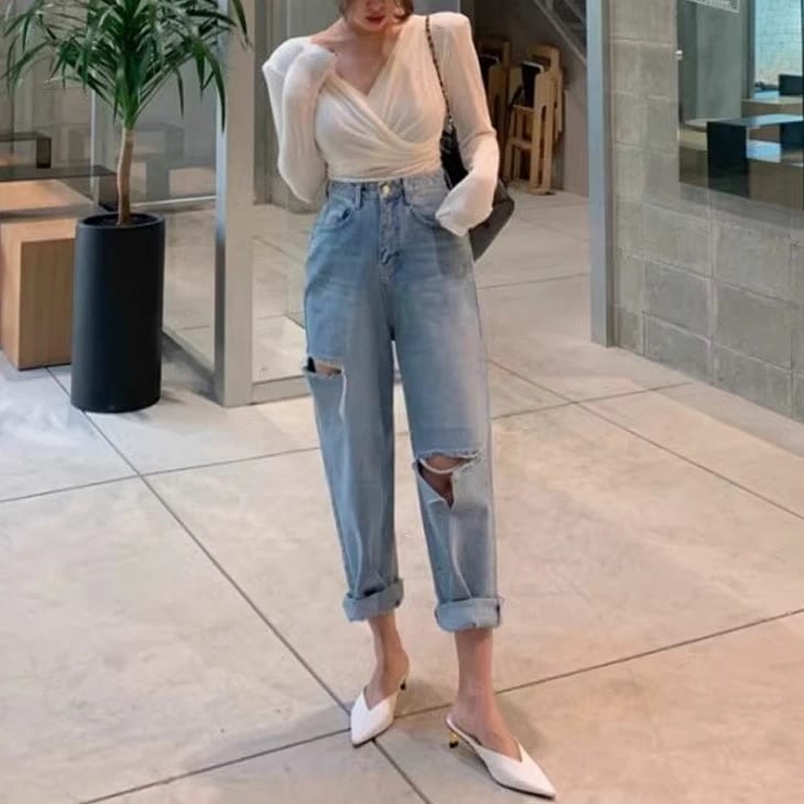 デニム パンツ レディース ジーンズ デニムパンツ ワイドパンツ ボトムス ダメージ ユニセックス 男女兼用 メンズ 女性 男性 ゆったり シンプル きれいめ カジュアル 韓国ファッション