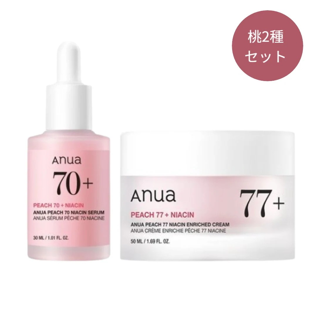 【正規品/桃2種セット】桃70％ナイアシンセラム30ml+桃77 ナイアシンリッチモイスチャークリーム50ml/水分/角質鎮静/光彩/メイク維持/韓国コスメ