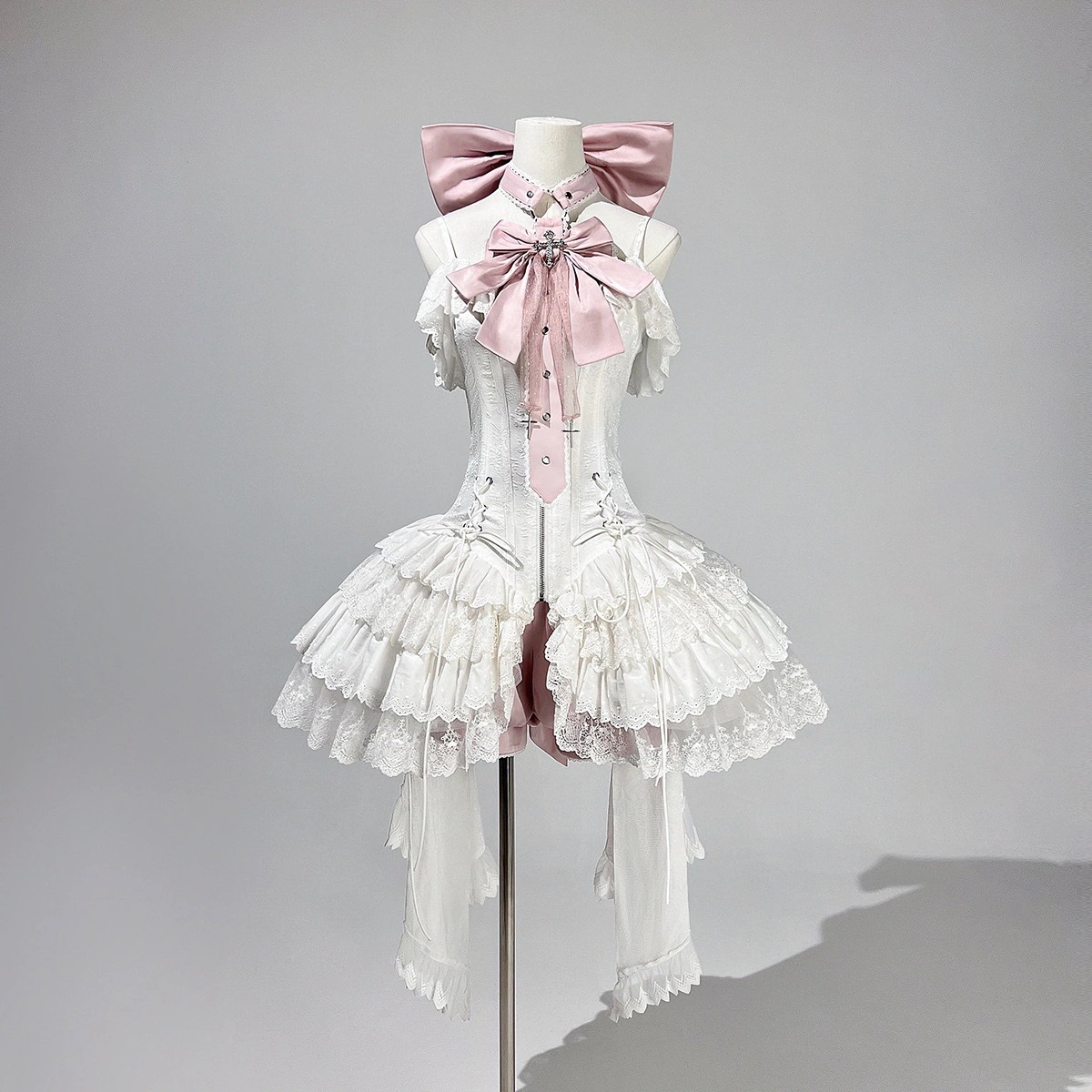 正規品デザインリボンバレエlolita白い粉蝶結びロリータワンピースドレス