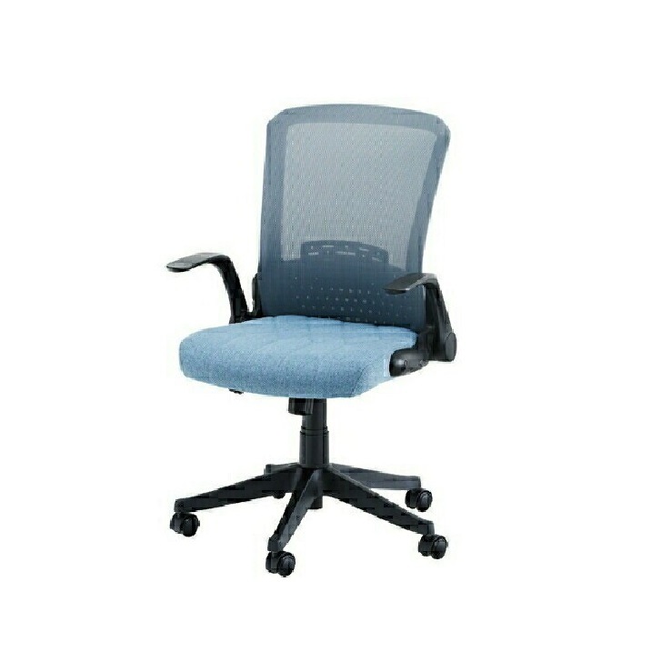デスクチェア 東谷OFC-31 オフィスチェア 椅子 チェア 高さ調節 ロッキング機能 回転式 キャスター ひじ掛け跳ね上げ式 ソフトブルー