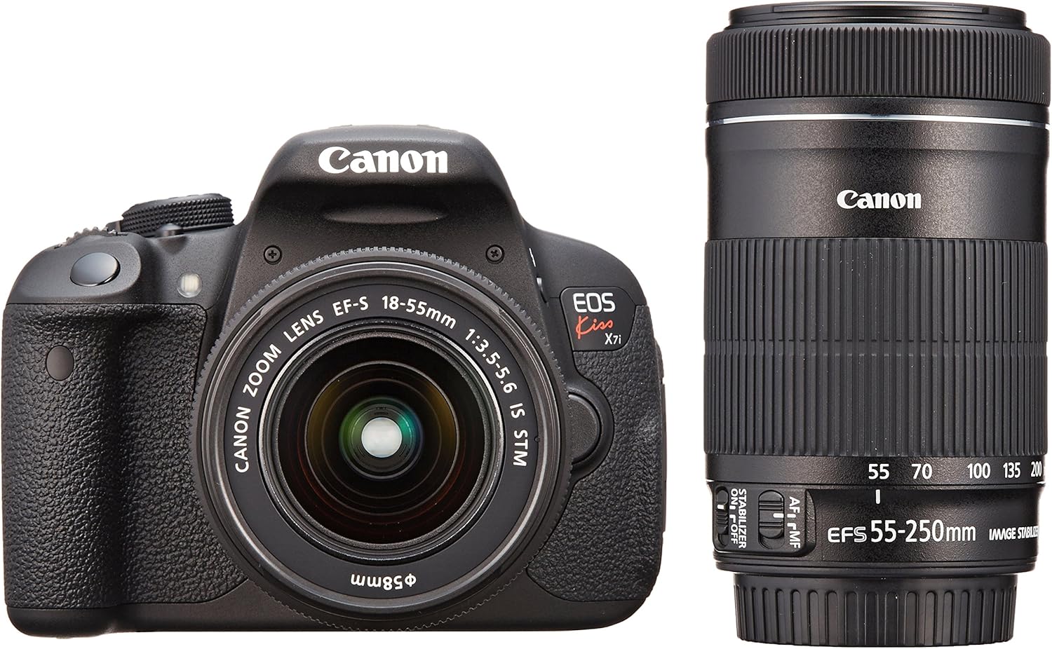 デジタル一眼レフカメラ EOS Kiss X7i ダブルズームキット EF-S18-55 IS STM/EF-S55-250 IS STM付属 ブラック KISSX7I-WKIT