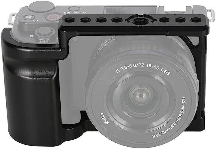 カメラ専用ケージ Sony ZV-E10に対応カメラケージ 超拡張性 滑り止ゴム付き Arri規格ネジ穴/Arca規格プレートがあり コールドシュー付