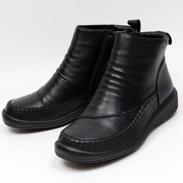 シャーリングステッチ 冬 女性 レディース アンクルブーツ 3.5cm smMJ8185_P412593780