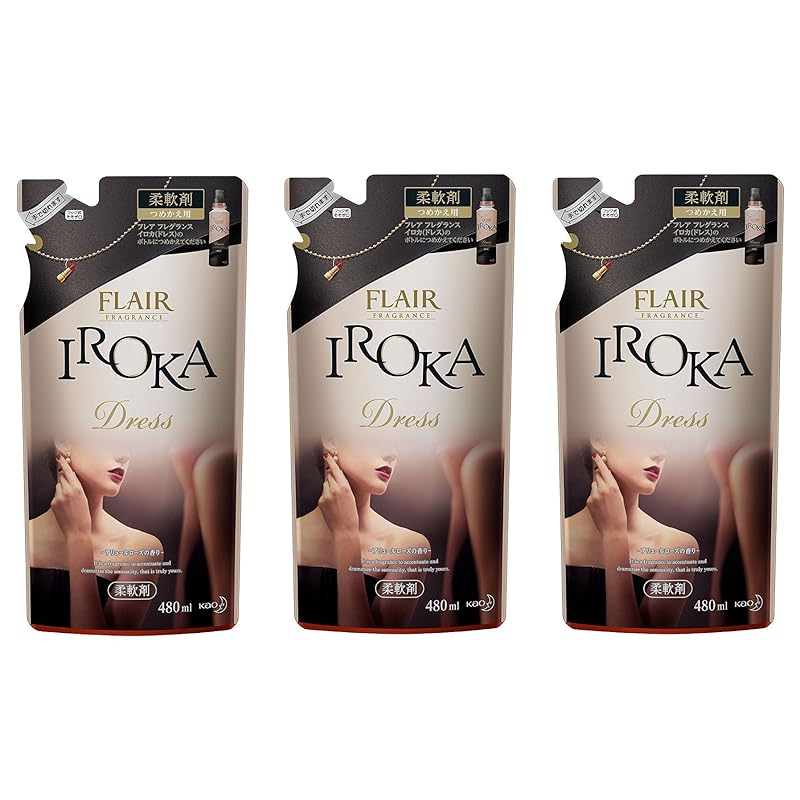 【即納】【3個セット】フレアフレグランス 柔軟剤 IROKA(イロカ) Dress(ドレス) 詰替用 480ml×3個