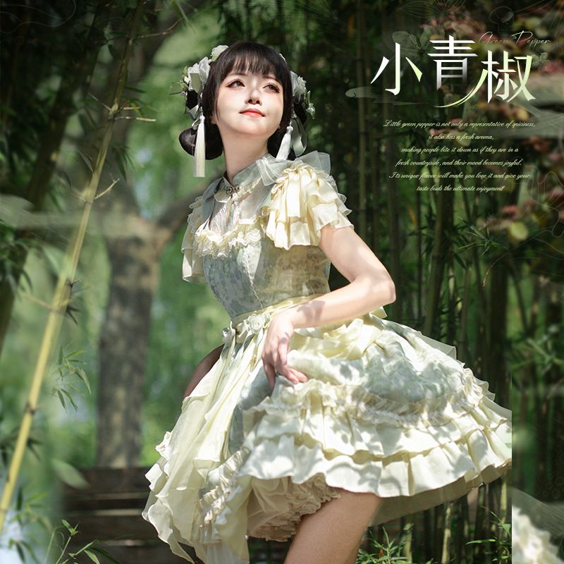 【ピーマン】中華風lolita国風op成人ロリータワンピース夏loスカート日常王女 5,115円