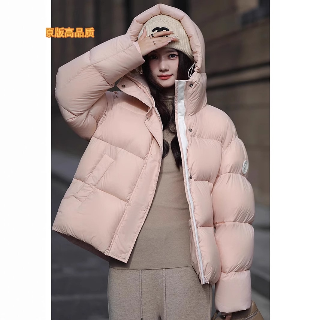 女性のための甘くて新鮮なキャンディーカラーダウンジャケット2024新しいファッション肥厚フード付き暖かいジャケットショートブレッドコート