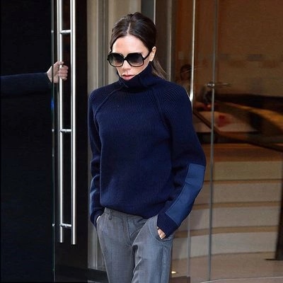 ニット トップス レディース プルオーバーセーター セーター 秋冬 新作 カラバリ 2色 ネイビー オフホワイト バイカラー シルエット オーバーサイズ サイズ4展開 S M L XL