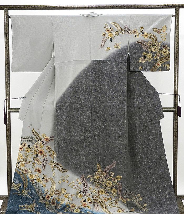 訪問着 未使用 正絹 辻が花模様 グレー 身丈176cm 裄丈65cm 未着用 美品 新古品 着物 結婚式 入学式 卒業式 b4106 28,258円