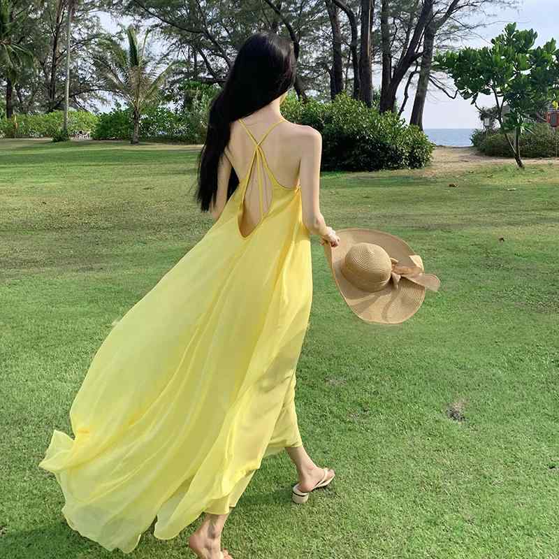 レディース ファッション リゾート 旅行 衣装 ホルターネック ビーチ ロング スカート 女性 夏 海辺 休暇 写真 スーパー フェアリー エレガント ロング スカート 5,763円