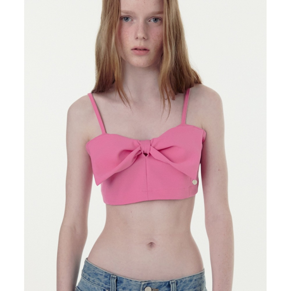 ロンロンリボンジャージービスチェトップピンク