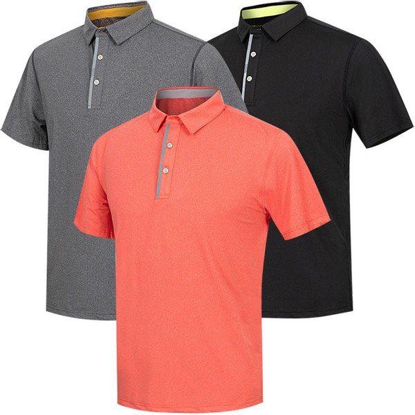 配色スパンクーリング生地半袖カラー夏Tシャツ ゴルフ夏 海辺 男性 男 作業服_P362175837