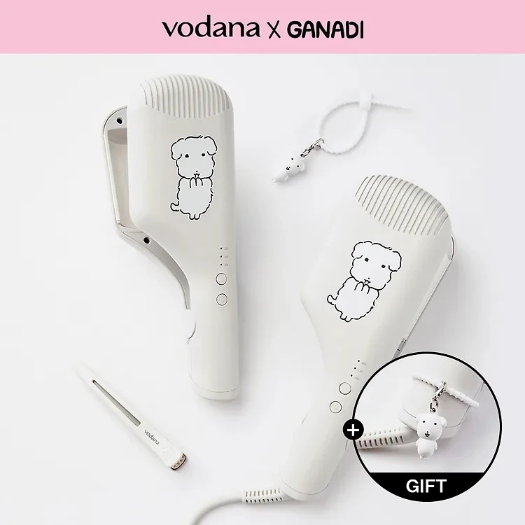 コンパクト ウェーブアイロン 38mm GANADIエディション ヘアクリップ付き+GANADIキーリング付き 限定セット 韓国美容家電
