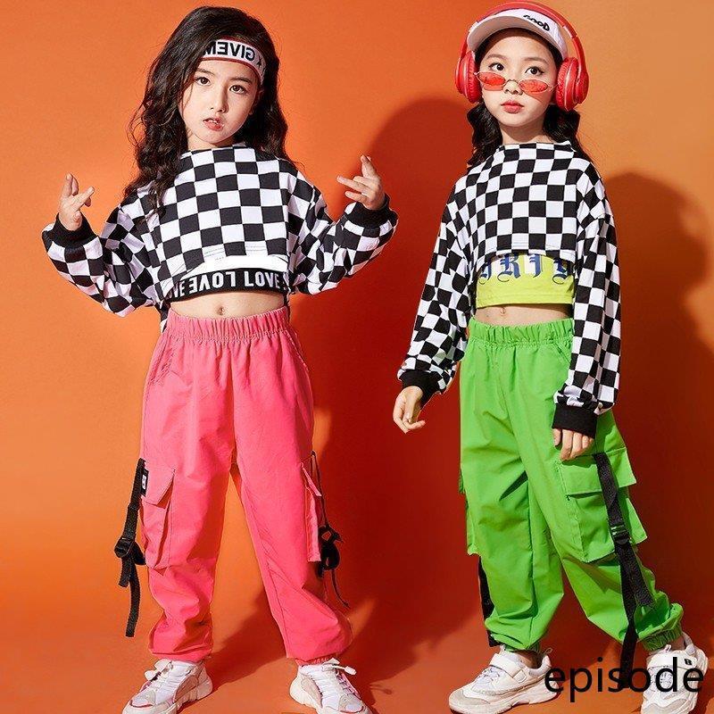 ダンス衣セットアップダンス衣ヒップホップダンクトップシャツギンガムチェック男の子サルエルパンツ女の子3点セットチェック衣今日は30パーセント
