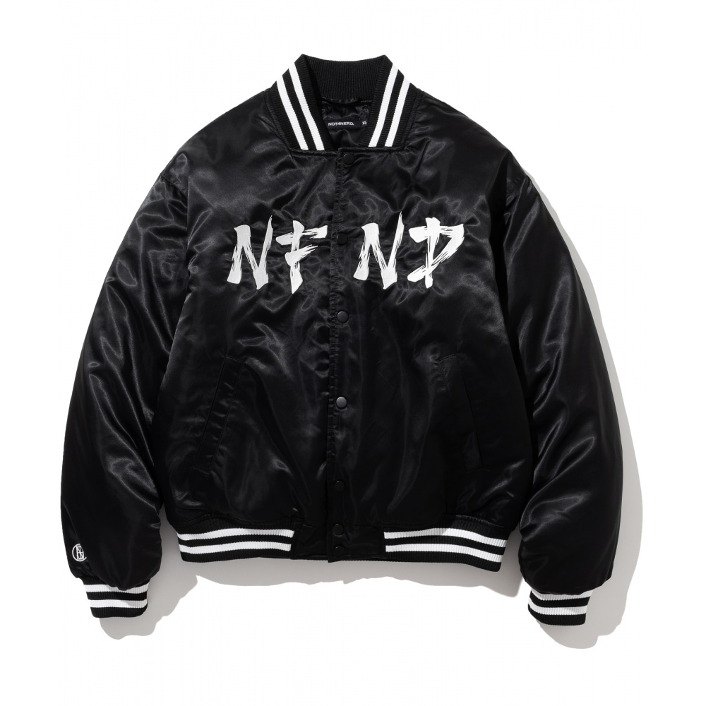 NOT4NERD NFND ロゴ ナイロン バーシティ ジャケット - ブラック