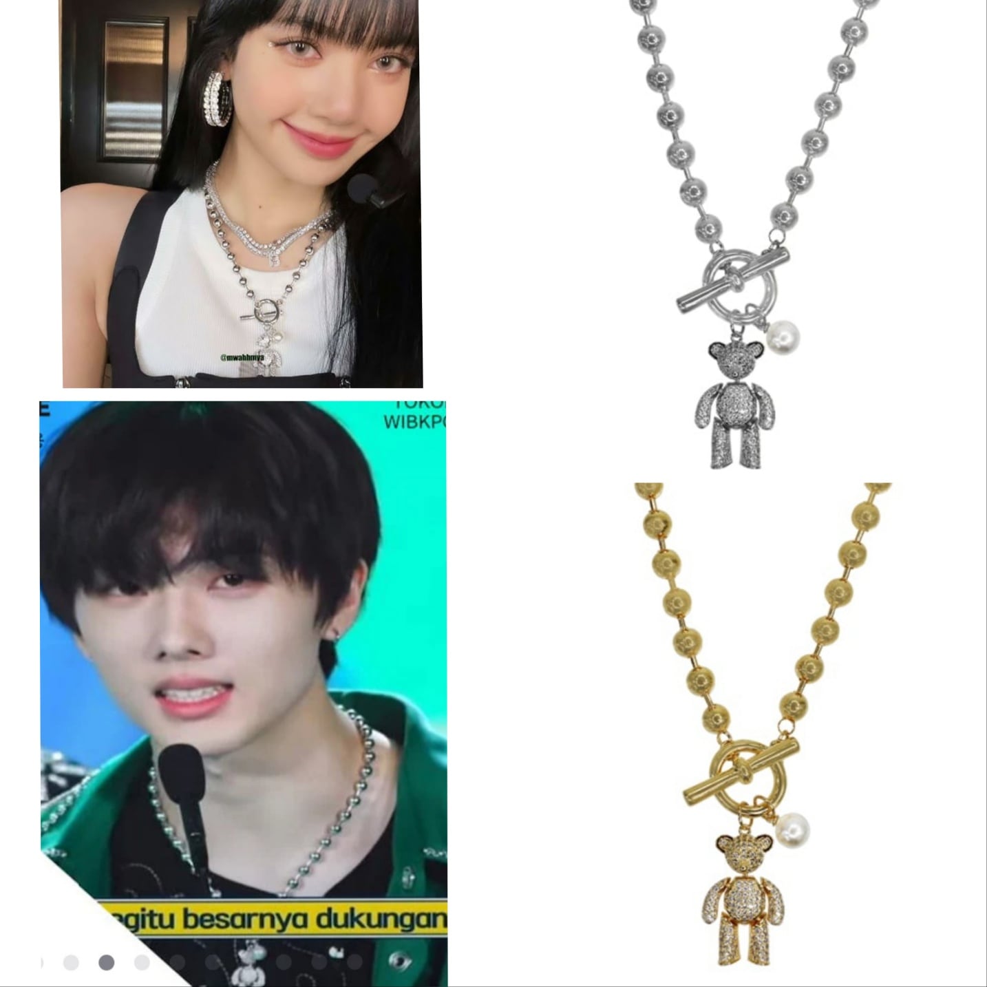 BLACKPINK LISA 着用 NCT着用 happy bear necklace 2色 男女共用