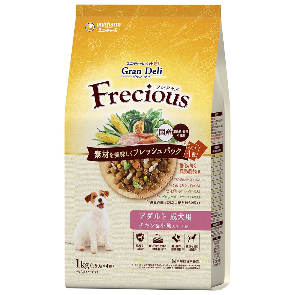 （まとめ買い）グラン/デリ フレシャス アダルト成犬用 チキン＆小魚入り 1kg 犬用フード [x3]