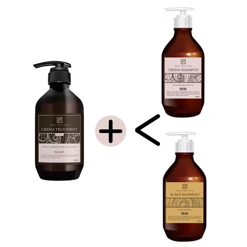 【韓国正規品】[SET]CREMAトリートメント ブラック500ml+CREMAシャンプー500ml or SCALPシャンプー500ml(ダメージヘアケア/脂性髪/ 頭皮ケア)