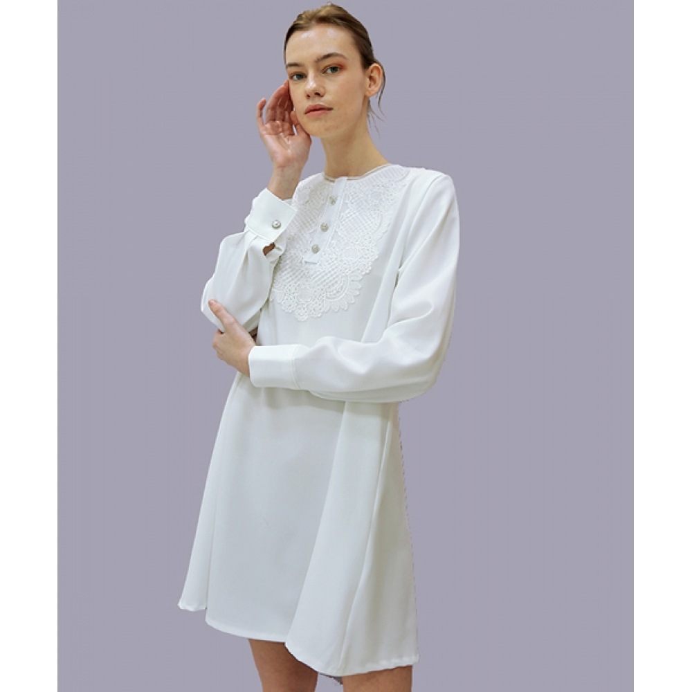 DAMAGE MNEMONICレースジョーホワイトワンピース_Lace Tuck White OP 24,189円