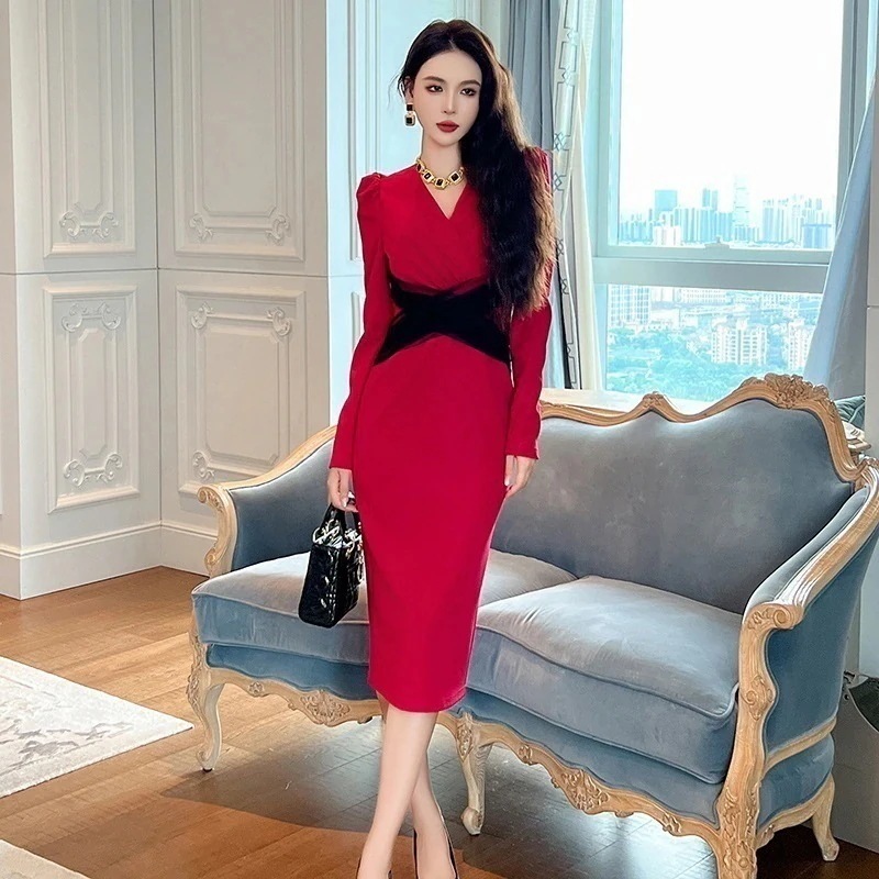 通勤風 タイトワンピース 着痩せ パーティードレス キャバ 着痩せ 大人 同窓会 披露宴 卒業式 結婚式 演奏会 ウェディング 二次会 発表会