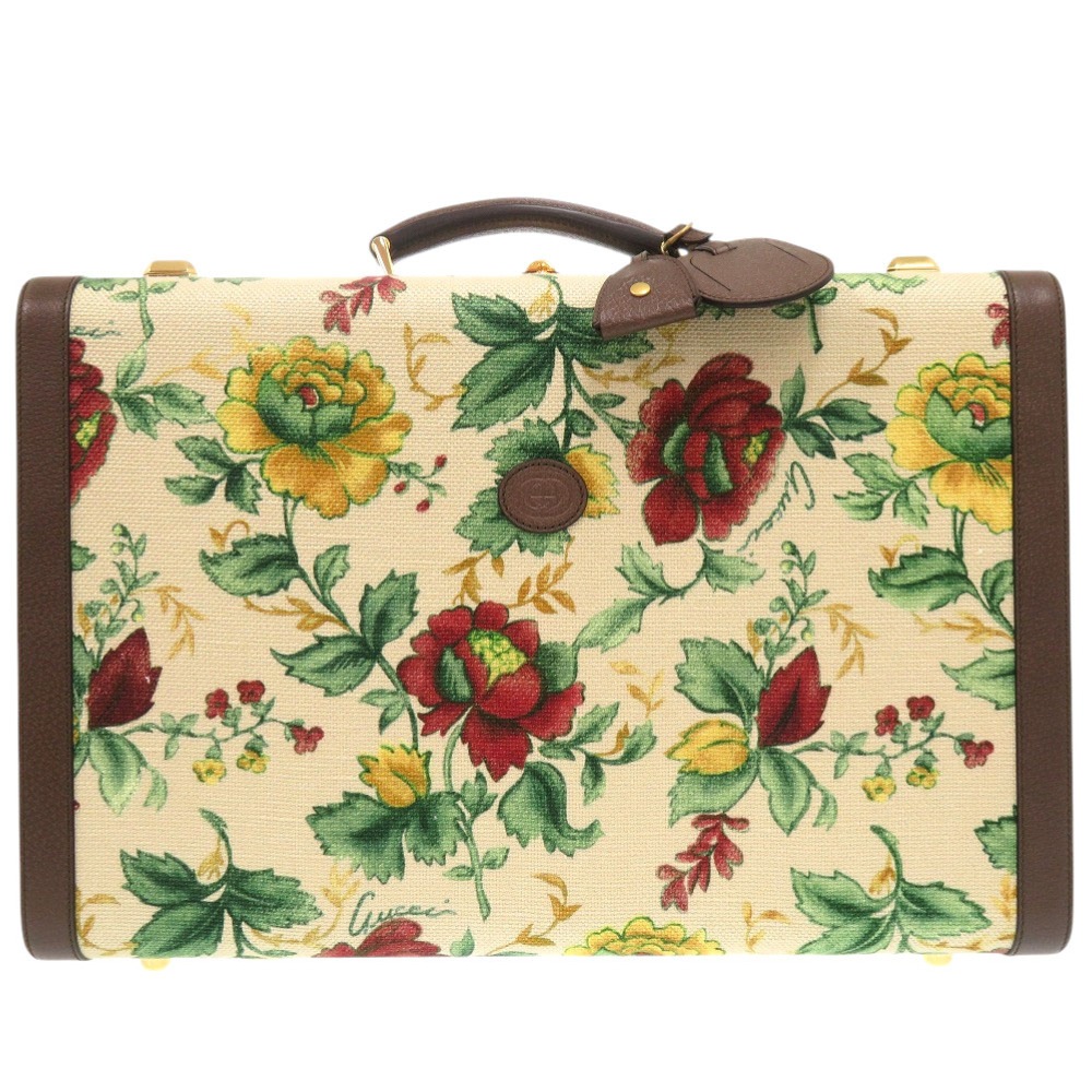 新品同様 フローラ ミディアム ダブルG オフィディア 722179 トランク キャンバス/レザー ベージュ 1161【中古】 レディース