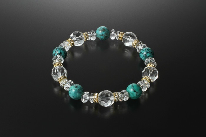 幸運のトルコ石ブレス白水晶/トルコ石/パワーストーン ブレスレット