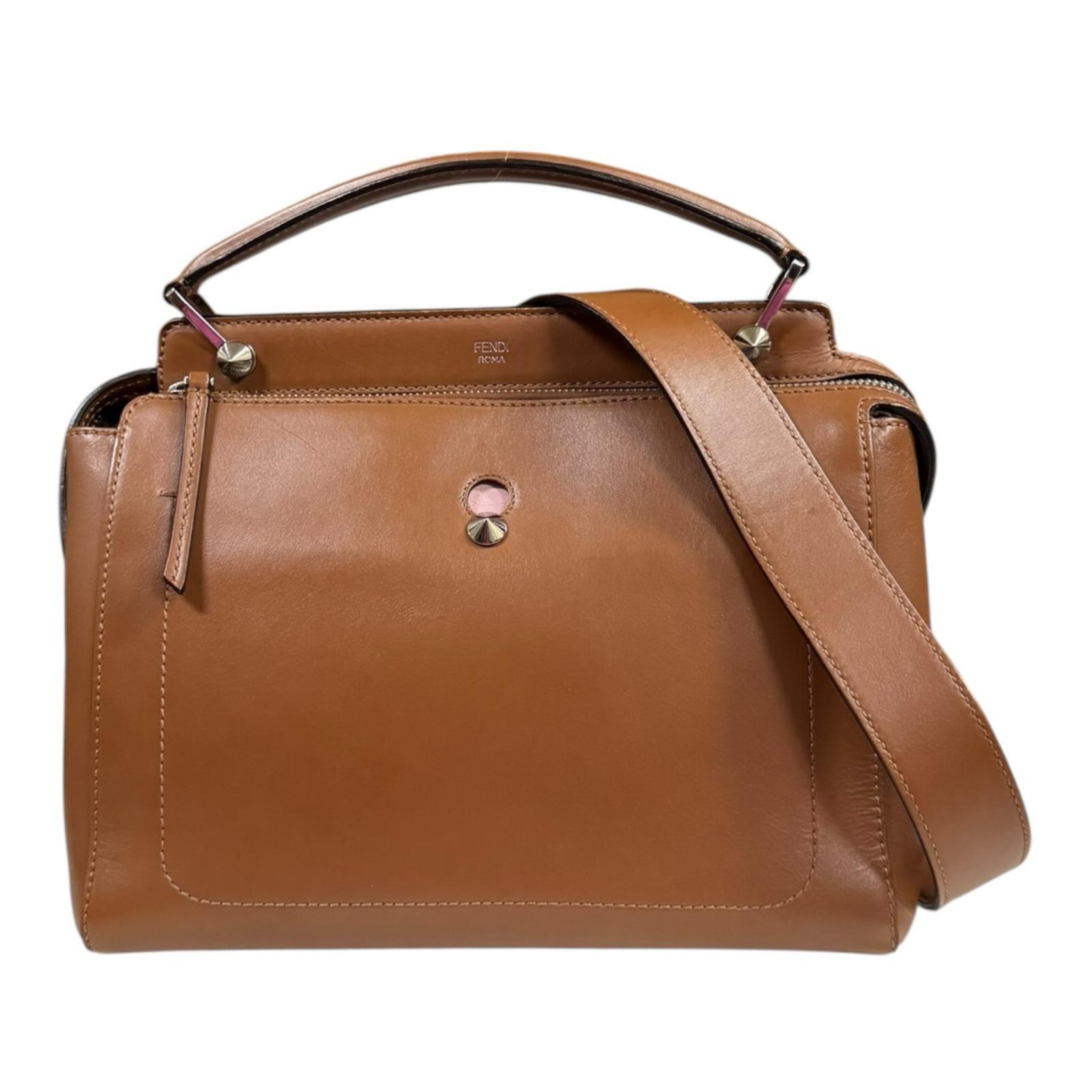 フェンディ ドットコム ショルダーバッグ レザー 8BN293 ブラウン FENDI 中古