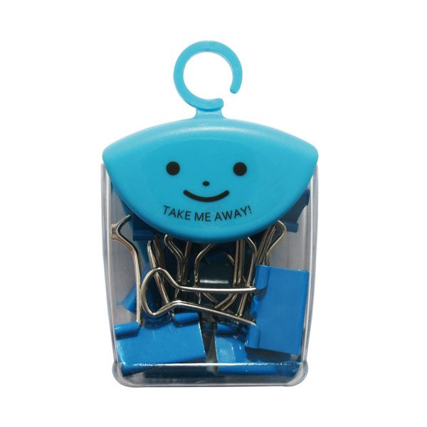 （まとめ）ミツヤ ツレテッテ ダブルクリップ口幅19mm パステルブルー 1セット（40個）[x5]