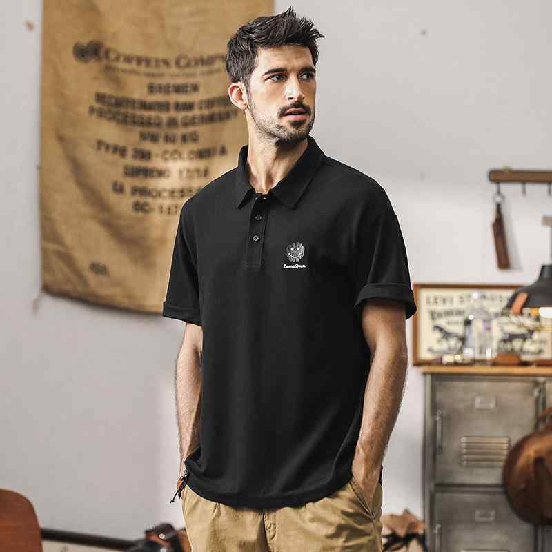 ポロシャツ 半袖 黒 夏 カジュアル メンズ Tシャツ 男性 ブラック コットンブレンド バッチ アメカジ 5,528円