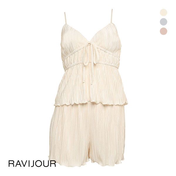 ラヴィジュール RAVIJOUR シャインプリーツ セットアップ ルームウェア カップ付き パジャマ