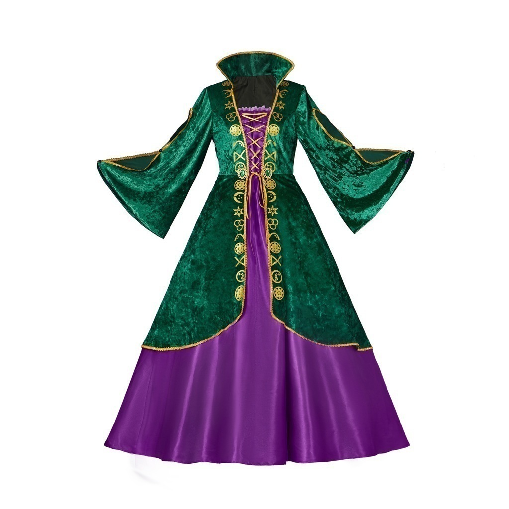 [迅速な配達] 最低価!格! 魔女も狂った服ウィニフレッドワンピースハロウィーンコスプレ中世舞台演技服
