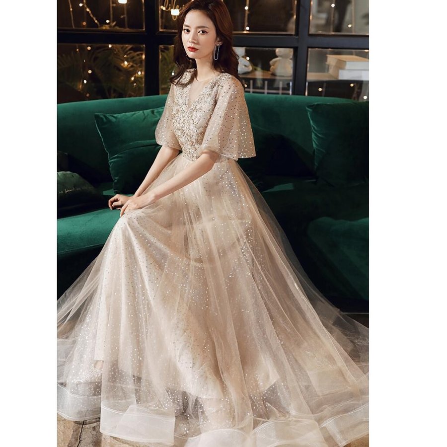 ナイトドレス 上品 ロング丈ドレス ウエディングドレス パーティードレス 結婚式 大きいサイズ 30