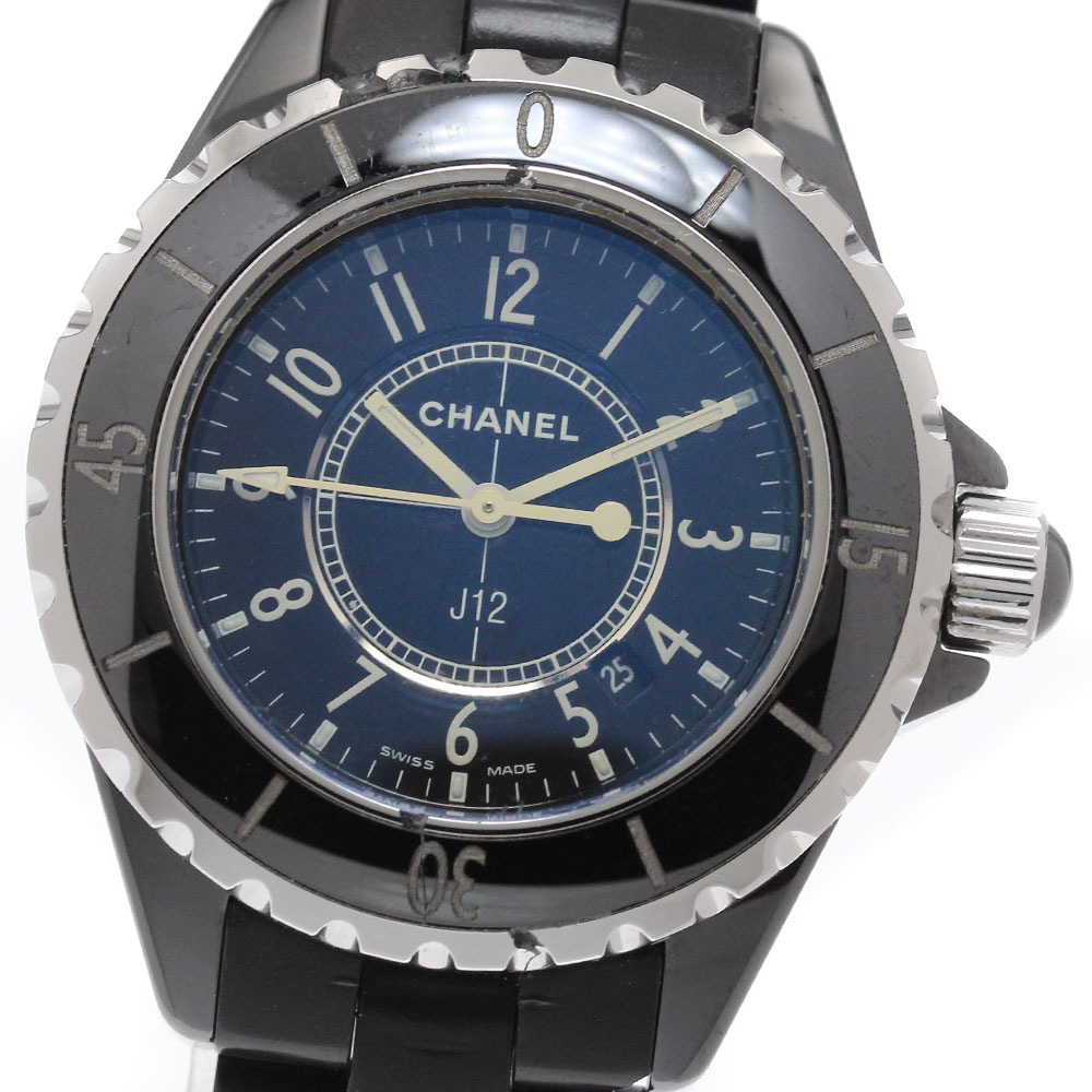 訳あり シャネル CHANEL H0681 J12 黒セラミック デイト クォーツ レディース _957028【中古】
