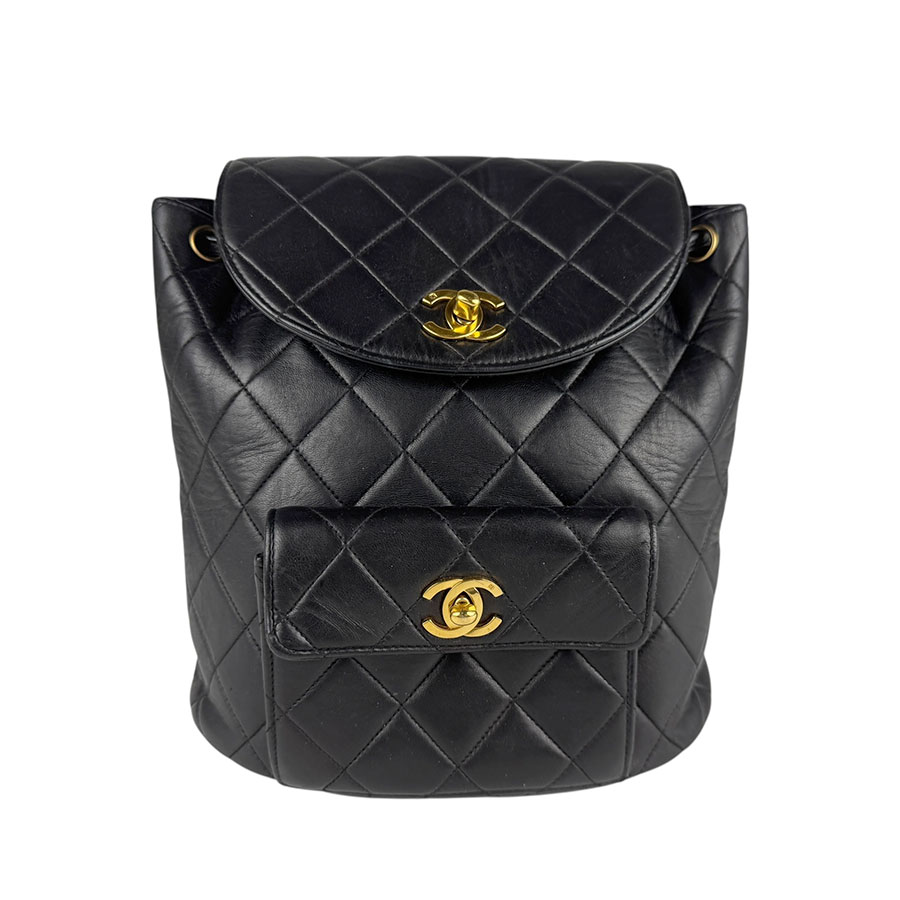 シャネル CHANEL リュック マトラッセ レザー/メタル ブラック/ゴールド レディース z6816