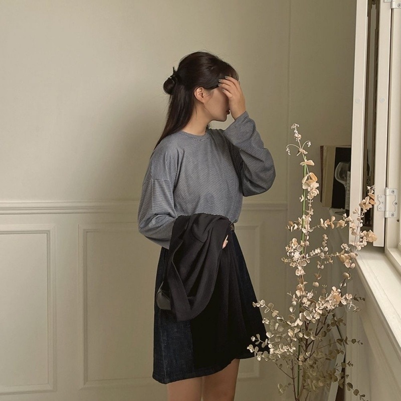 トップス Tシャツ カットソー 長袖 クルーネック 伸縮性 コットン かわいい 大人可愛い シンプル カジュアル ラフ マニッシュ ボーイッシュ ガーリー ルーズ and it_ カットソー 長袖 レディース 綿 日本製 おしゃれ T