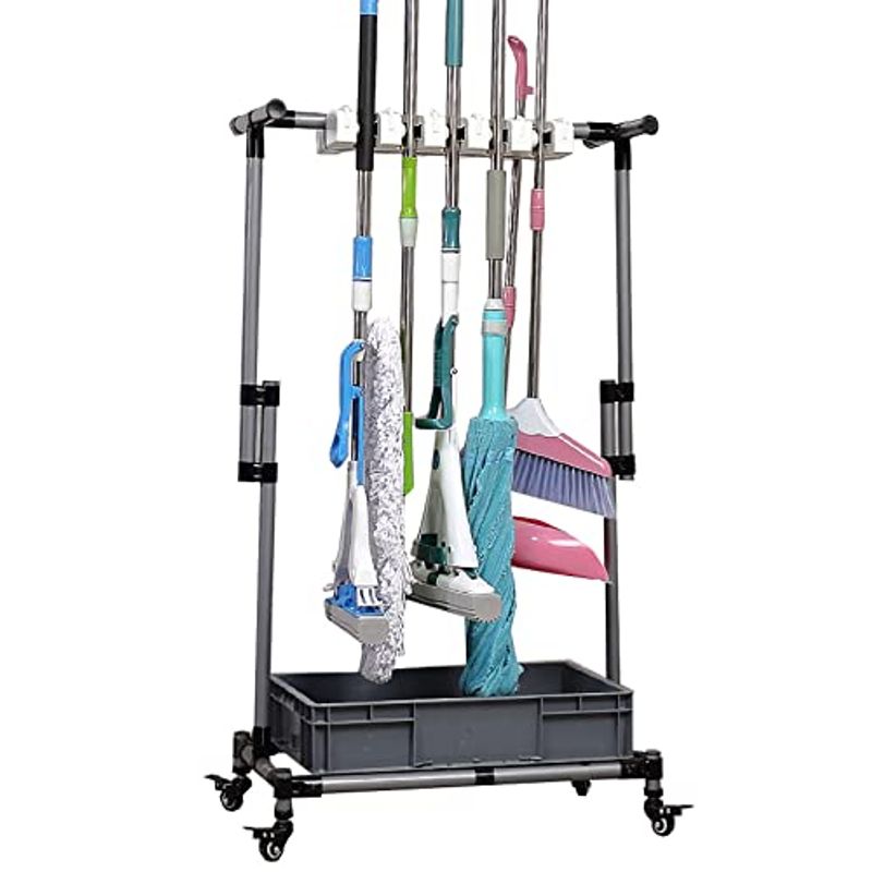 モップハンガー 防水 掃除道具 掃除ツール 68x41x130cm 掃除用品 収納式 マウントされたモップ ガーデンガレージ