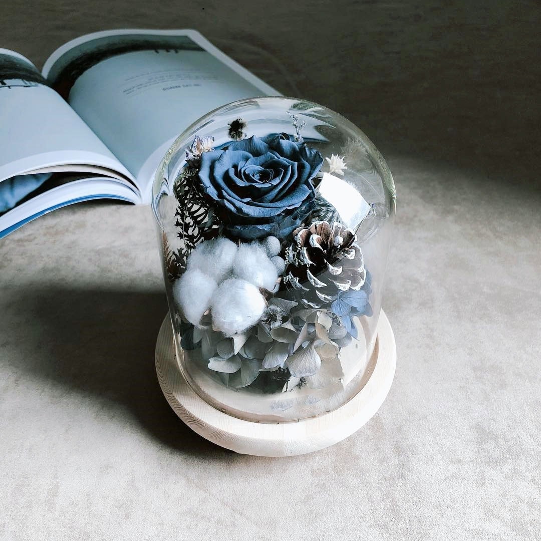 永生花ギフトBOXガラスカバーバラの置物プリザーブドドライフラワー真花愛人バレンタインデー誕生日プレゼント