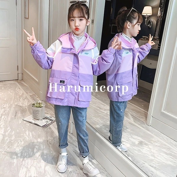 【即納】ジャケット キッズ 2点セット 子供服 女子 秋服 韓国子供服 アウター コート トップス パーカー フード付き ジャンパー トレンチコート 子ども服 ジュニア ベビー服 おしゃれ 可愛い カ
