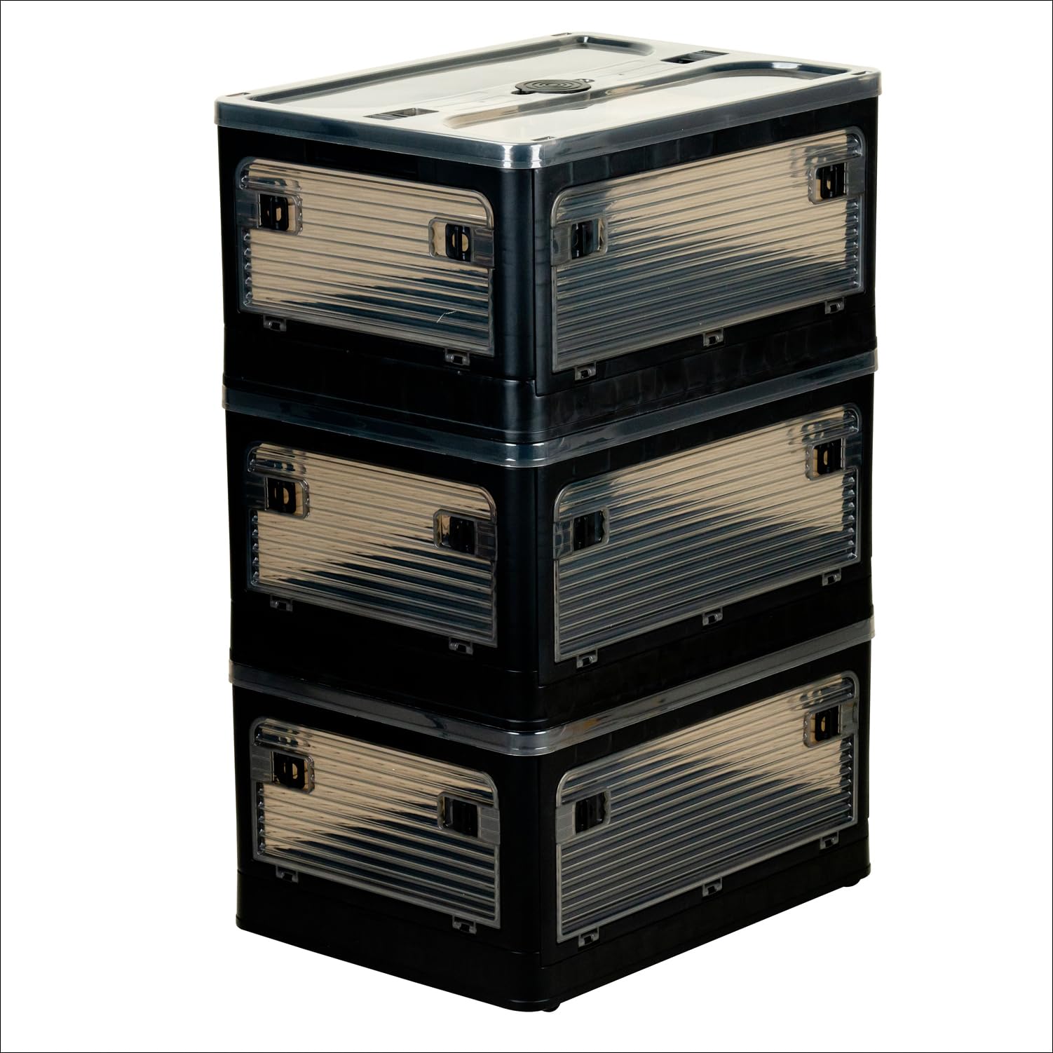 折りたたみ式収納ボックス Mサイズ ブラック 蓋付き 積み重ね 全方向から取り出せる 収納ケース 収納 折り畳み コンテナ ボックス プラスチック キャスター付き 組立簡単 [W47xD35xH24] 7,207円