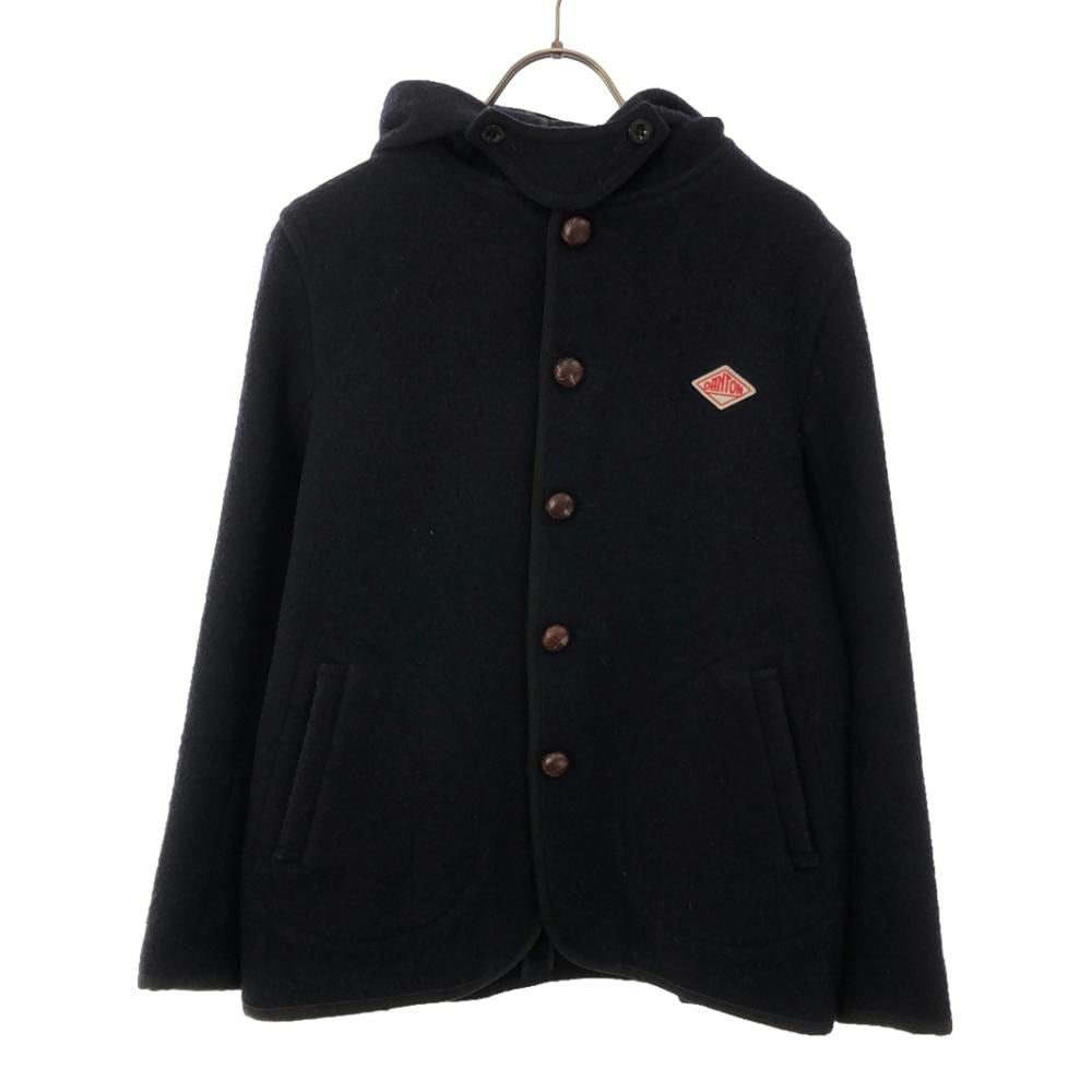 日本製 ロゴワッペン フード ウールジャケット 36 ネイビー ウールモッサ シングルコート くるみボタン メンズ 5,746円