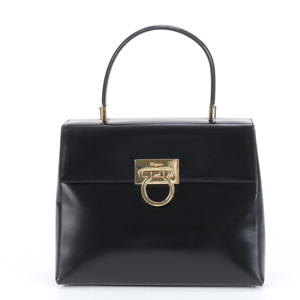 極美品 ガンチーニ トップハンドル レザー ハンドバッグ トート レディース EUE CQ10-4 中古