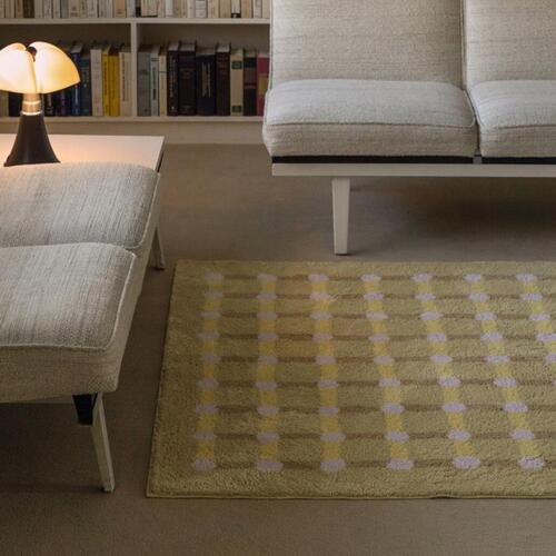 WARMGREYTAIL Dot Check ラグ Lavender on Sand (200x144cm)