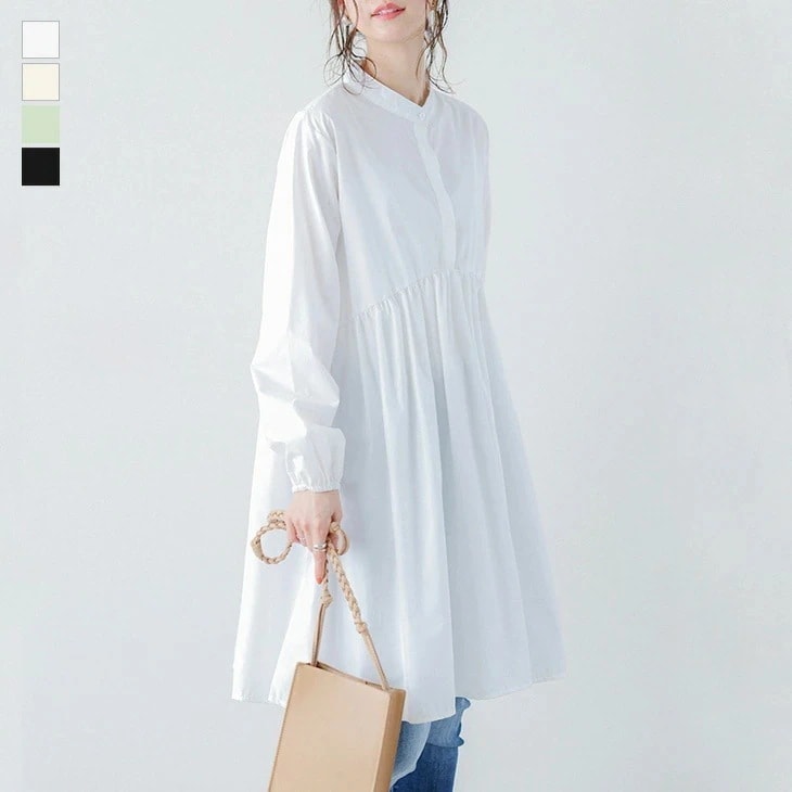 長袖シャツブラウスレディースチュニックミドル丈体型カバー大きいサイズシアーシャツUVカット日焼け止めシャツワンピース