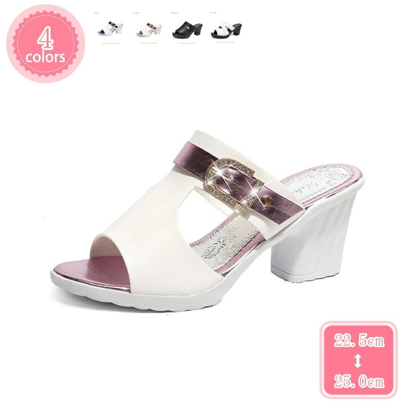 777円OFFクーポン オフィスサンダル レディース 太ヒール 歩きやすい ミュール サンダル 大きいサイズ つっかけ かわいい ハイヒール 7センチ 夏 痛くない カジュアル チャンキーヒール 安定