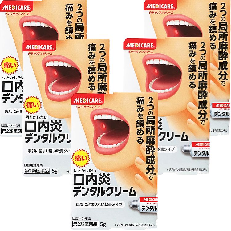 第2類医薬品 5個セット 森下仁丹 メディケア デンタルクリーム 5g 口内炎