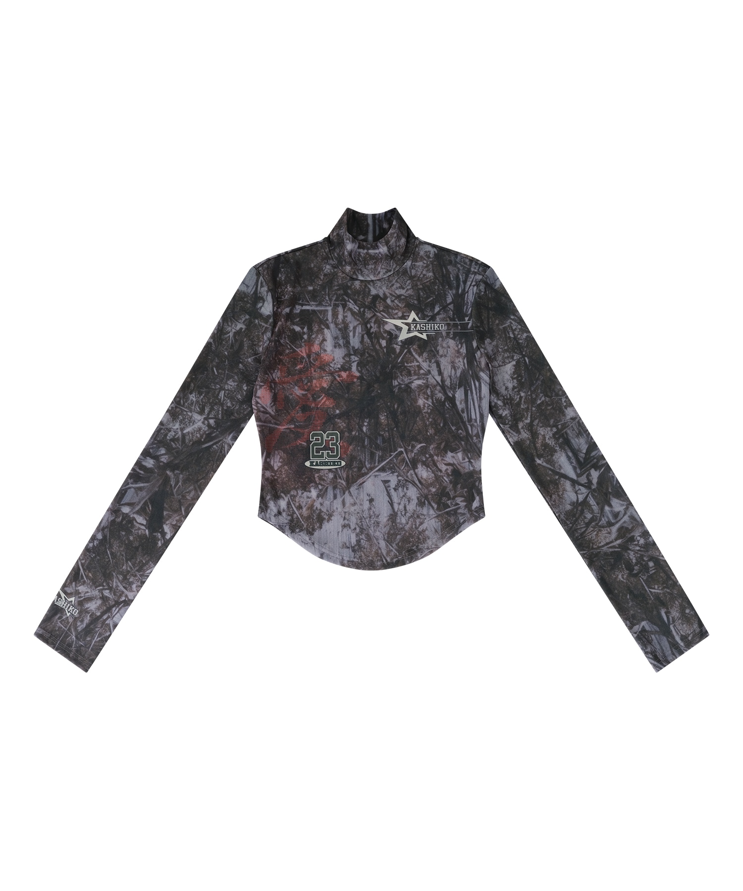 【KASHIKO】 REAL TREE HIGHNECK MESH TOP