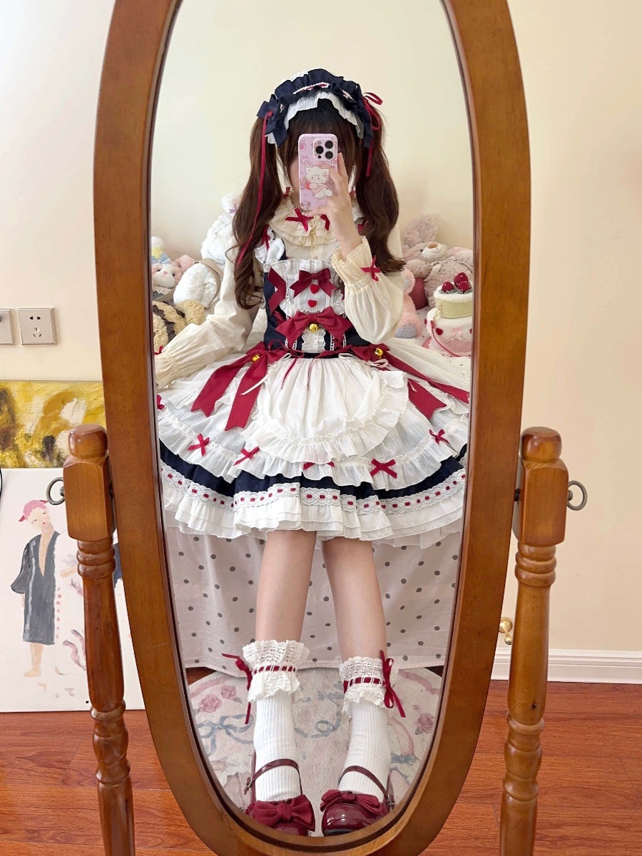 キャミソールワンピースロリータ 白雪姫白雪猫チャイフフロリータドレス逃亡者プリンセススリングドレスロリータ