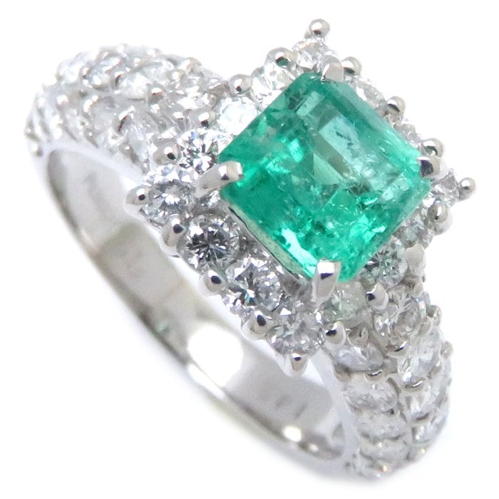リング 指輪 エメラルド0.81ct ダイヤモンド1.42ct 10号 Pt900プラチナ / 64566【中古】