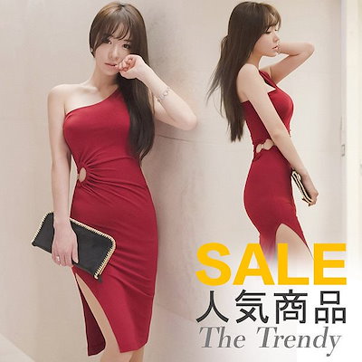 Qoo10 片肩出し ワンピース 肩見せ ドレス O レディース服